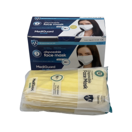 Masque chirurgical type 2R – Jaune – boite de 50 masques