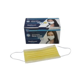 Masque chirurgical type 2R – Jaune – boite de 50 masques