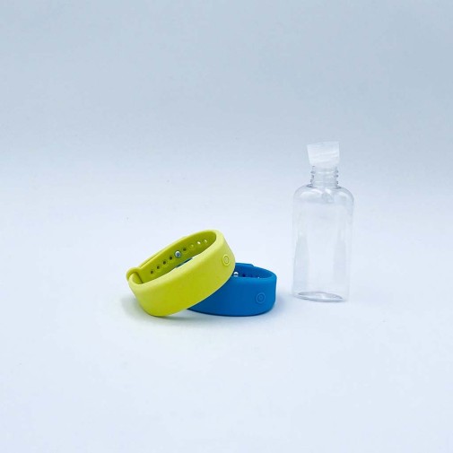 Bracelet distributeur de solution hydroalcoolique - jaune ou bleu ACHILLE -  taille S/M/L