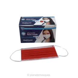 Masque chirurgical type 2R – Rouge – boîte de 50 masques